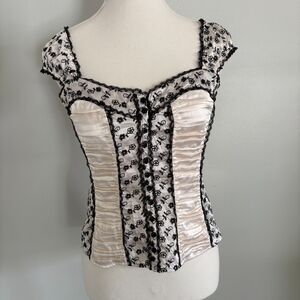 Y2K Bebe Corset Top Milkmaid Going Out Blouse Size S Coquette Whimsygoth